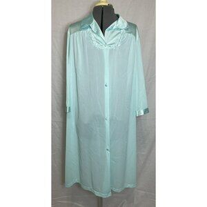 Vintage Vanity Fair Light Blue Robe With Embroidered Detail Size L